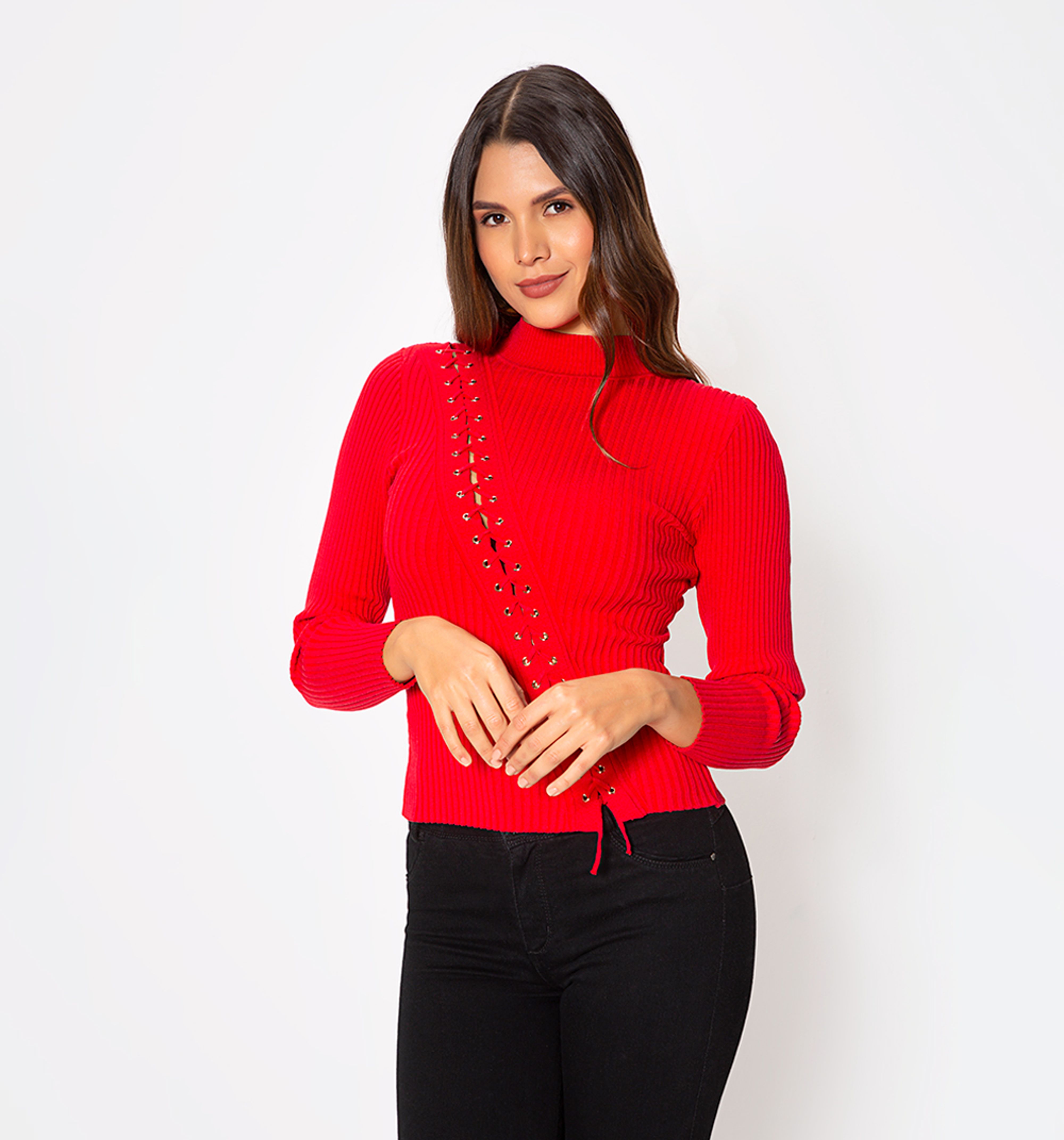 Miniatura 2 de Blusa cuello tortuga manga larga rojoprada