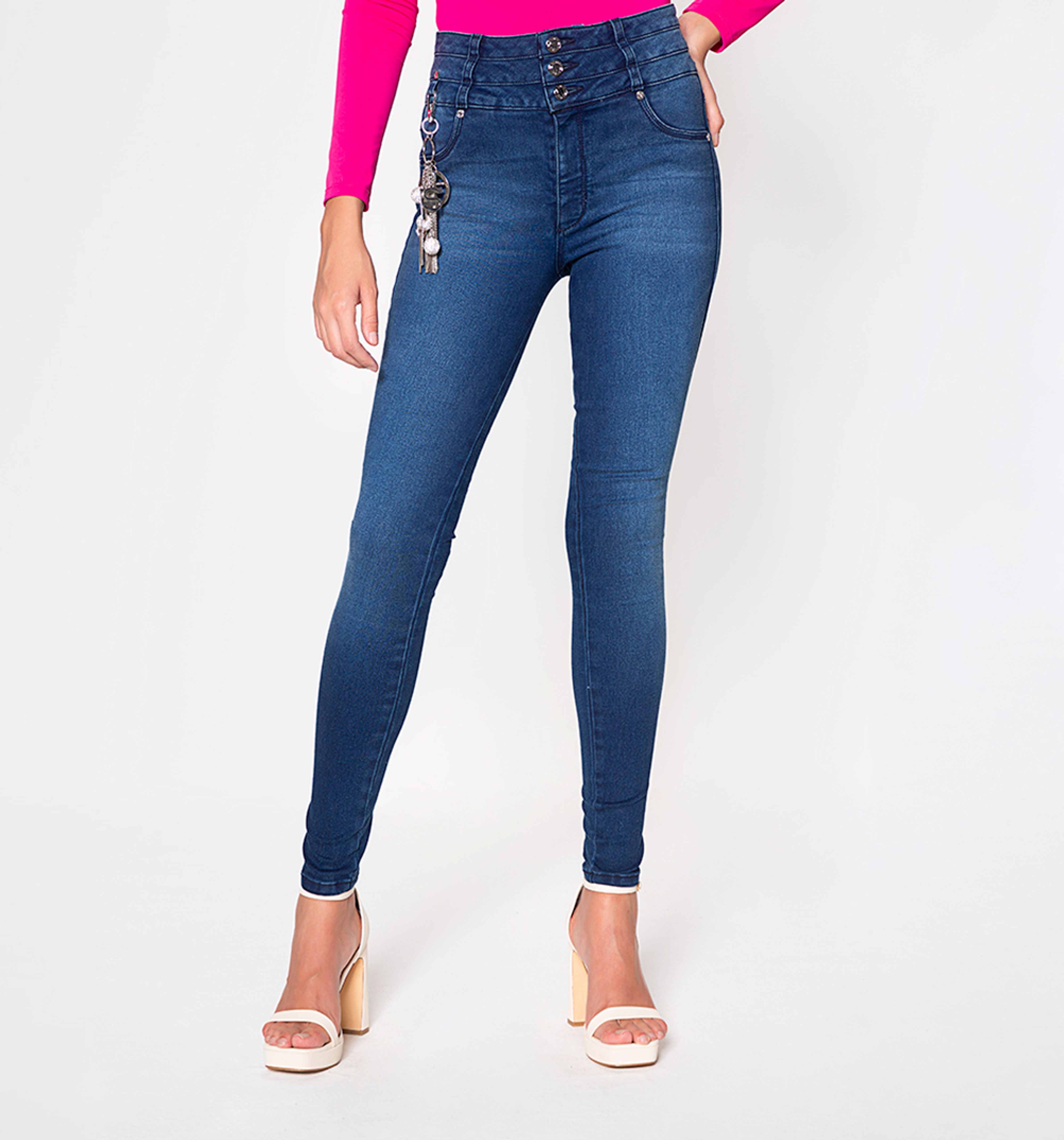 Jean ultra slim tiro alto levanta cola c Studio F