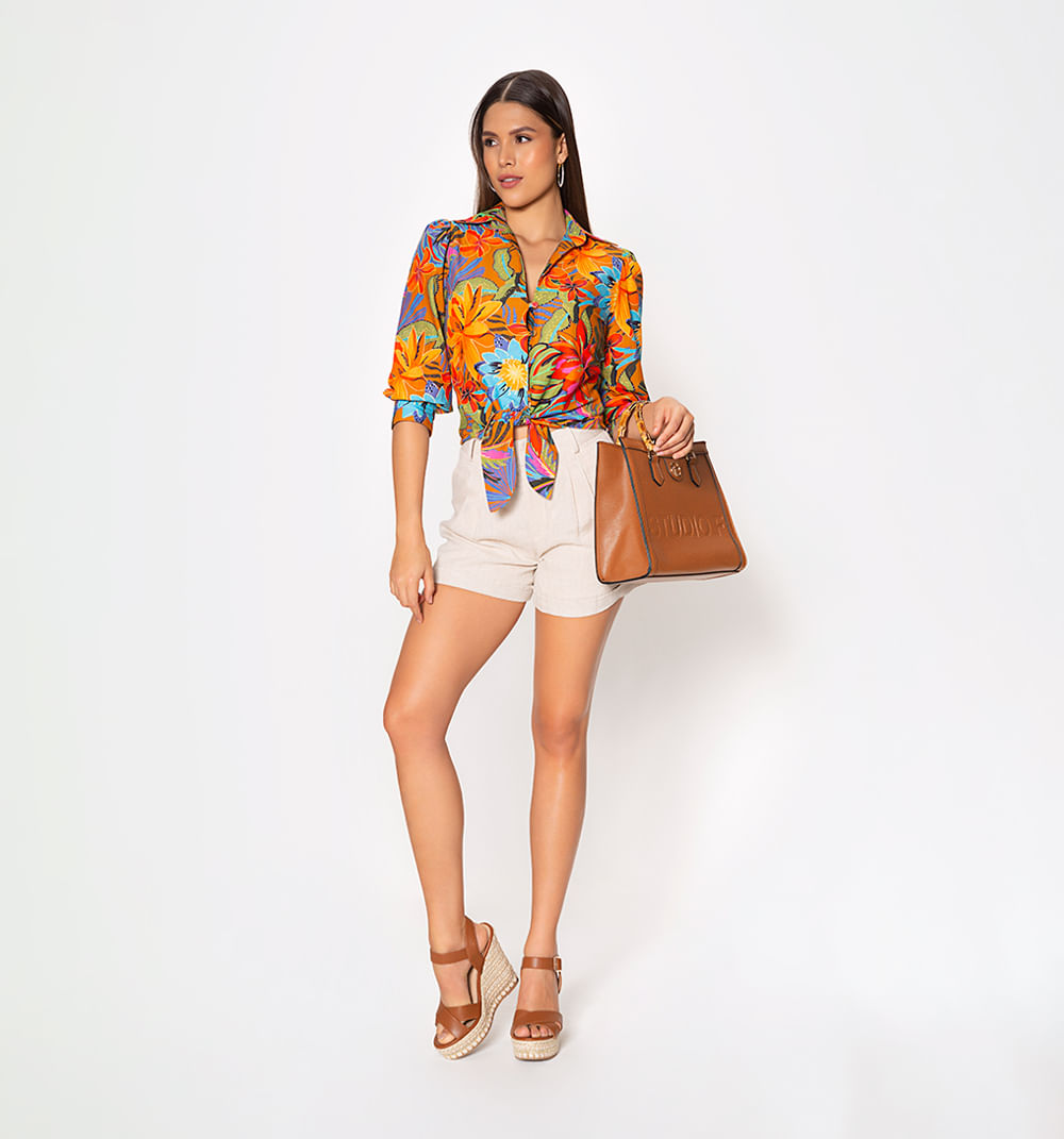 Blusa camisera de amarre Studio F