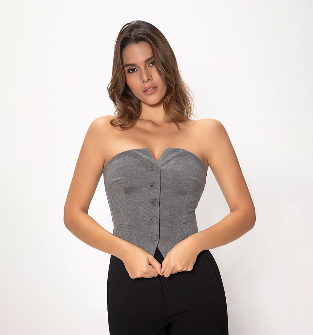 Blusa crop tipo corset con ribete - Studio F