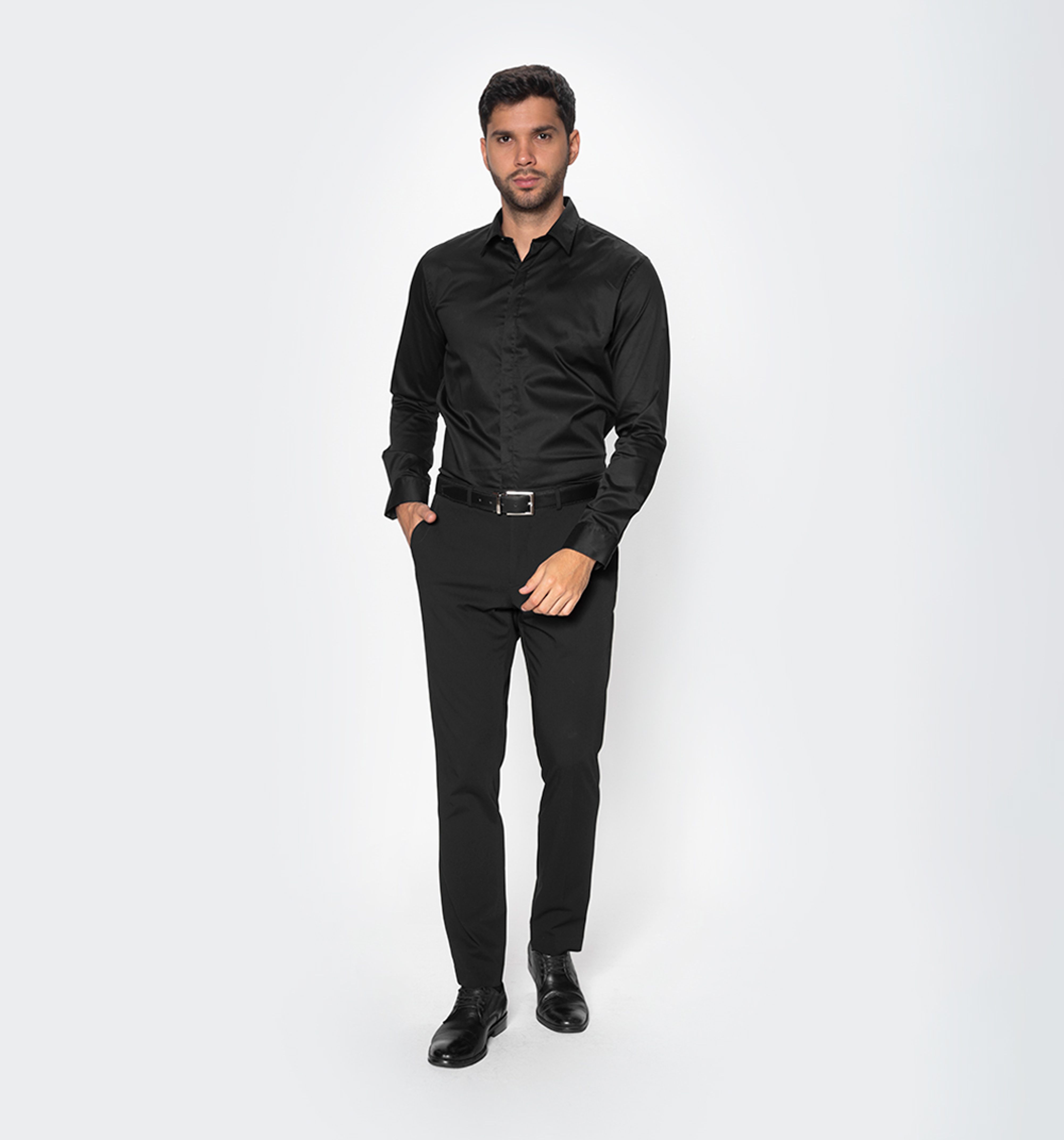 Camisa slim fit manga larga con carter Studio F