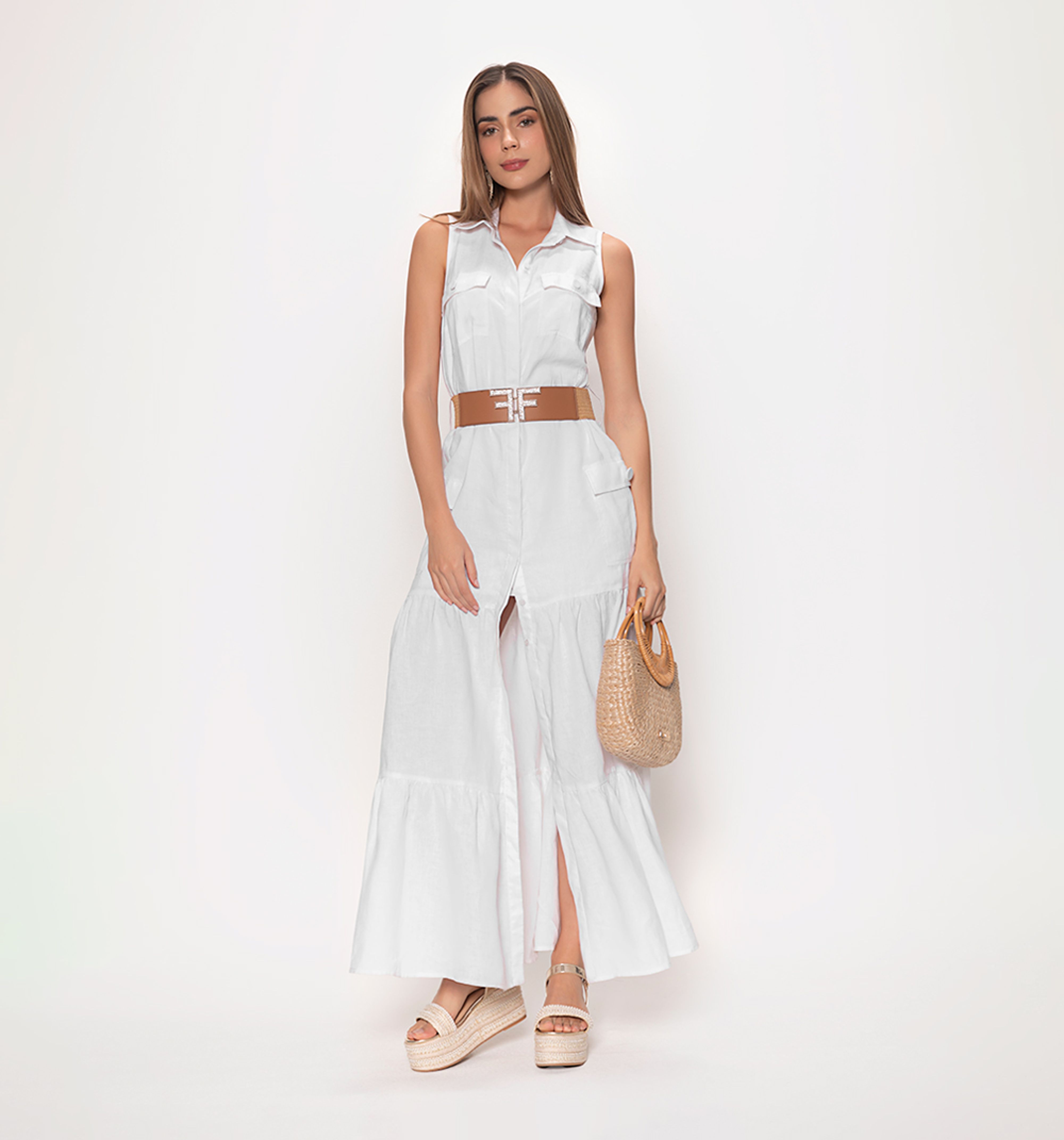 Vestido Blanco Studio F Vestido Camisero Studio F Vestidos Blancos