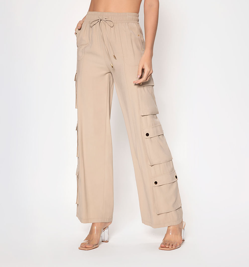 Pantalon cargo pretina resortada - Studio F