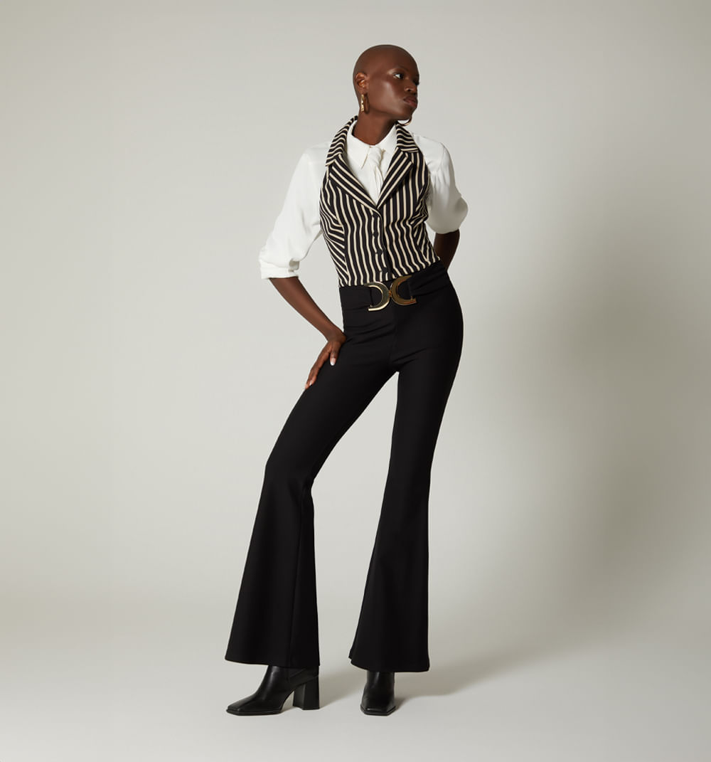 Jean bota campana tiro alto blanco basic Tienda de ropa para