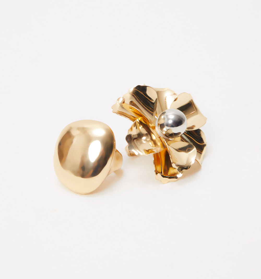 Anillo chunky flor set x2
