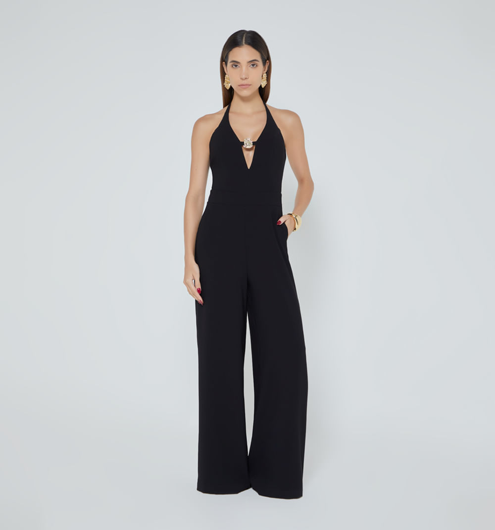 Enterizo pantalon blusa escote herraje