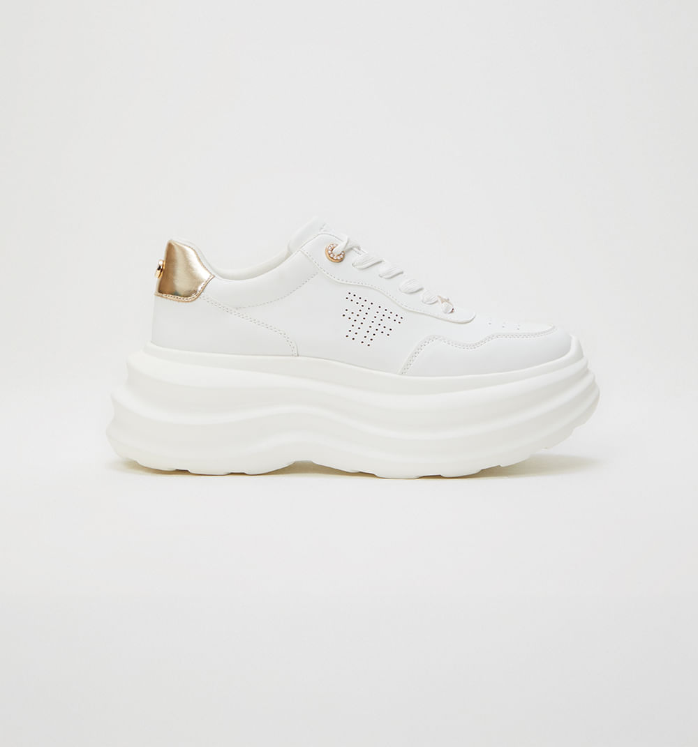 Tenis suela alta con talonera metalizada