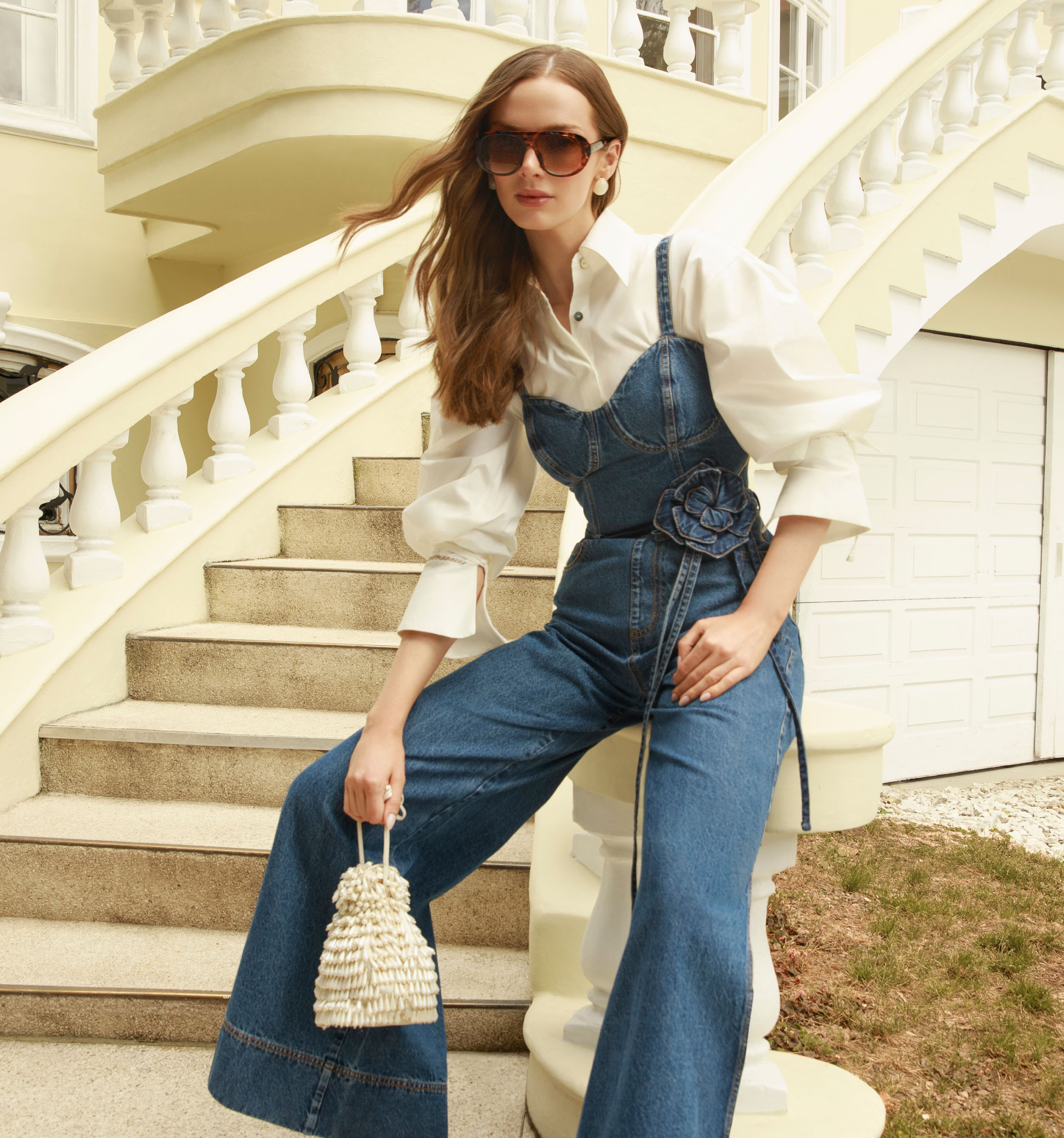 Enterizo largo wide leg con flores 3d
