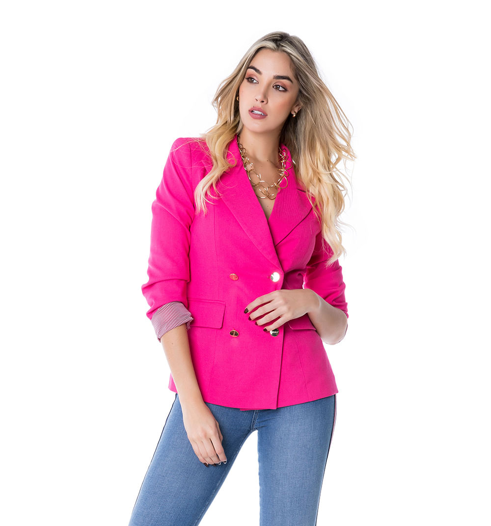 outfit blazer fucsia mujer